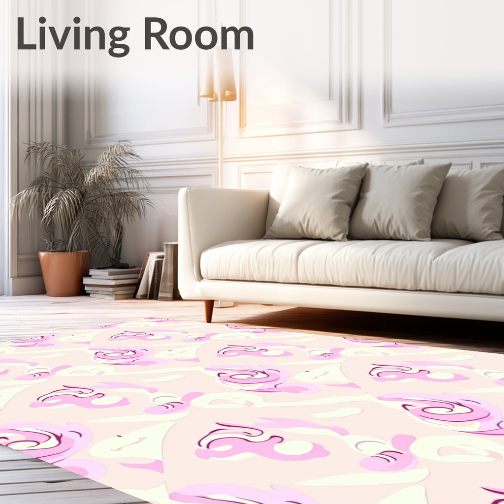Soft Pink Swirl Abstract Pattern Rug