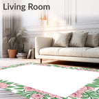 Pink Floral Vine Border Design Rug