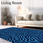 Abstract Blue Swirls Pattern Rug