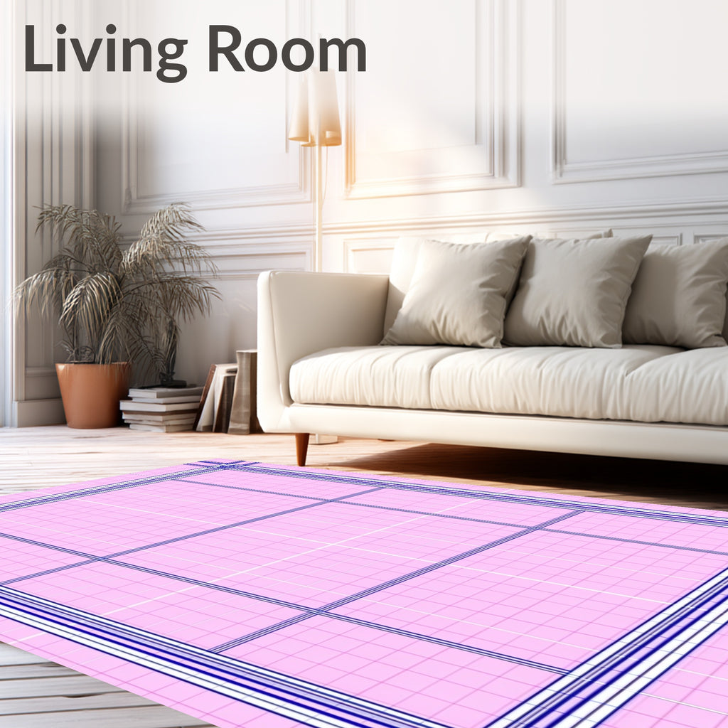 Pink Grid Geometric Pattern Rug