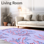 Whimsical Feather Pattern Blush Blue Rug