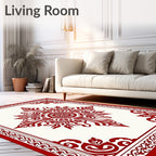 Red Ornamental Floral Medallion Rug