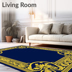 Elegant Gold Floral Border Design Rug