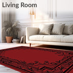 Ornate Floral Scrollwork Border Design Rug