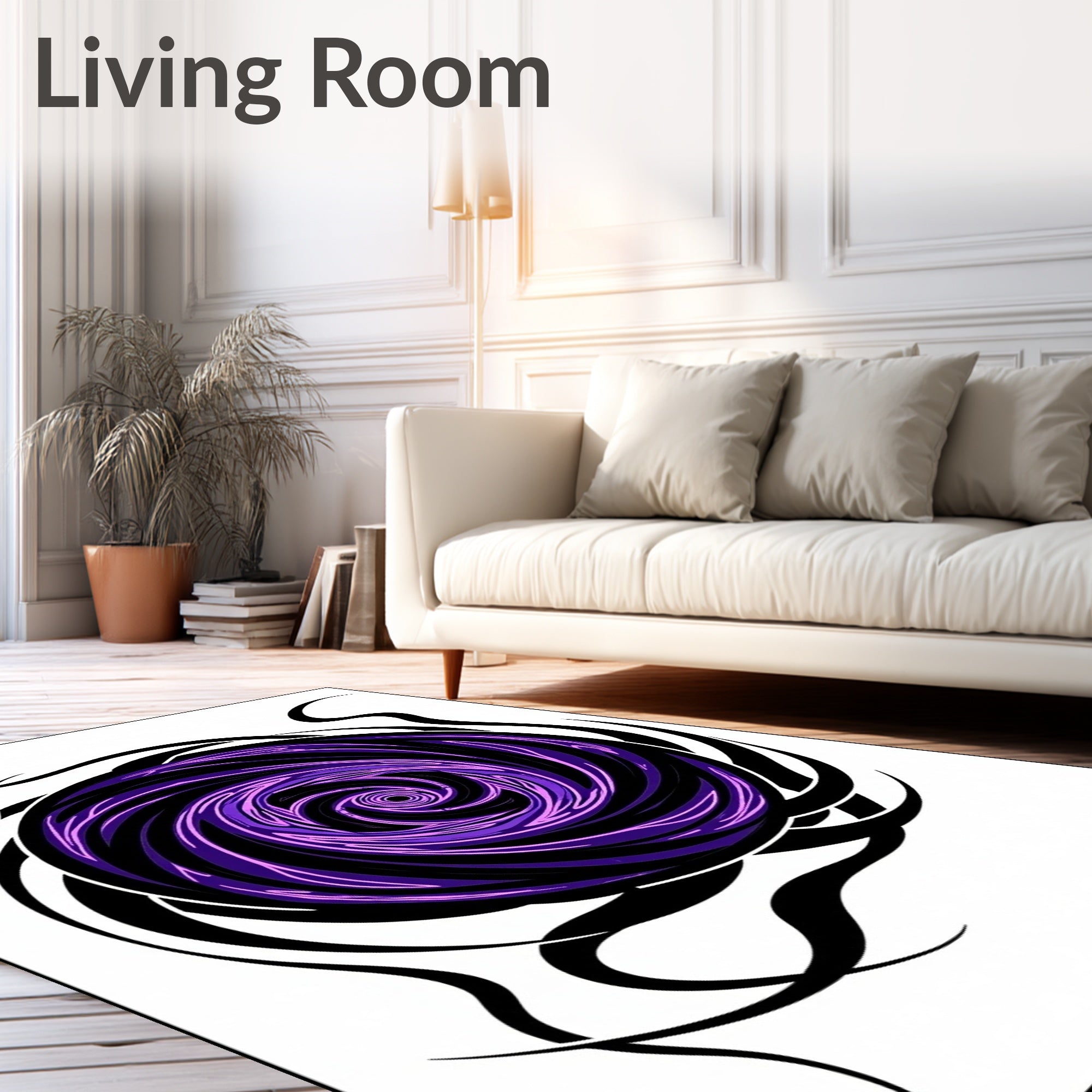 Vortex Black and Purple Swirl Rug