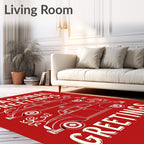 Vintage Red Retro Car Greetings Rug