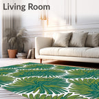 Green Palm Leaf Pattern Rug