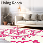 Ornate Hot Pink Medallion Pattern Rug