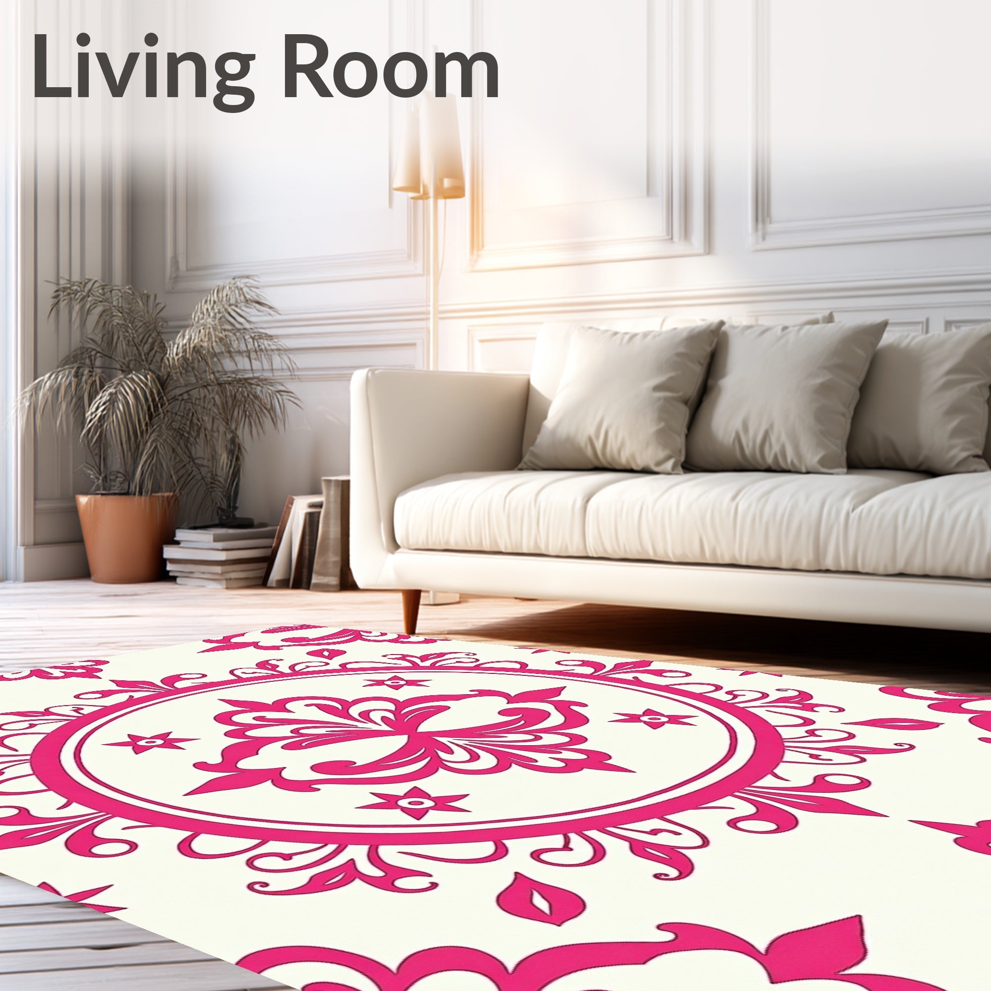 Ornate Hot Pink Medallion Pattern Rug