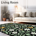 Nature Inspired Butterfly Bee Pattern Rug