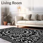 Central Mandala Ornamental Scrollwork Pattern Rug