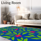 Vibrant Crimson Blossom Foliage Rug