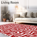 Red Abstract Geometric Pattern Rug