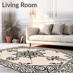 Vintage Floral Scroll Medallion Design Rug