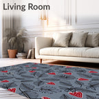 Red Strawberry Leaf Patterned Rug