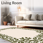 Green Floral Vine Border Design Rug