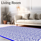 Blue Abstract Geometric Maze Rug