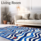 Nautical Sailboat Wave Pattern Rug