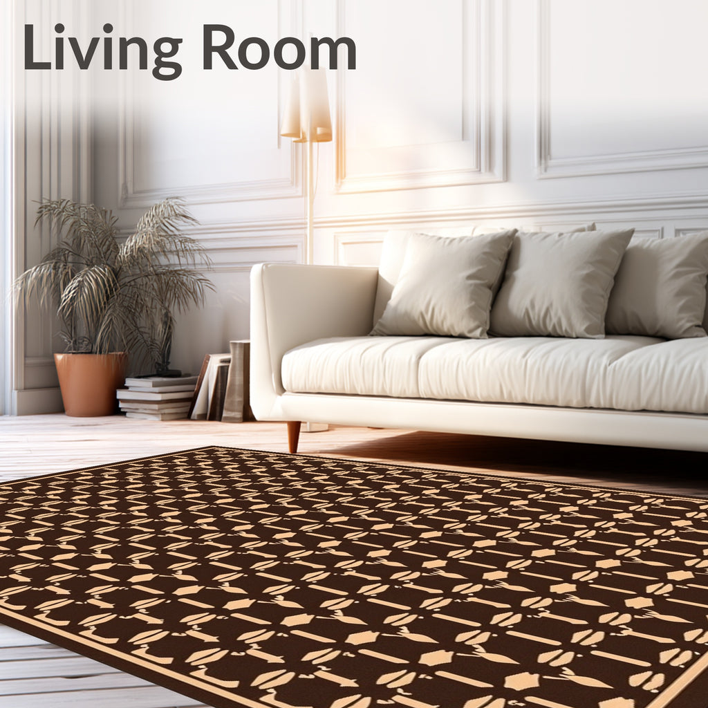 Brown Beige Geometric Pattern Rug