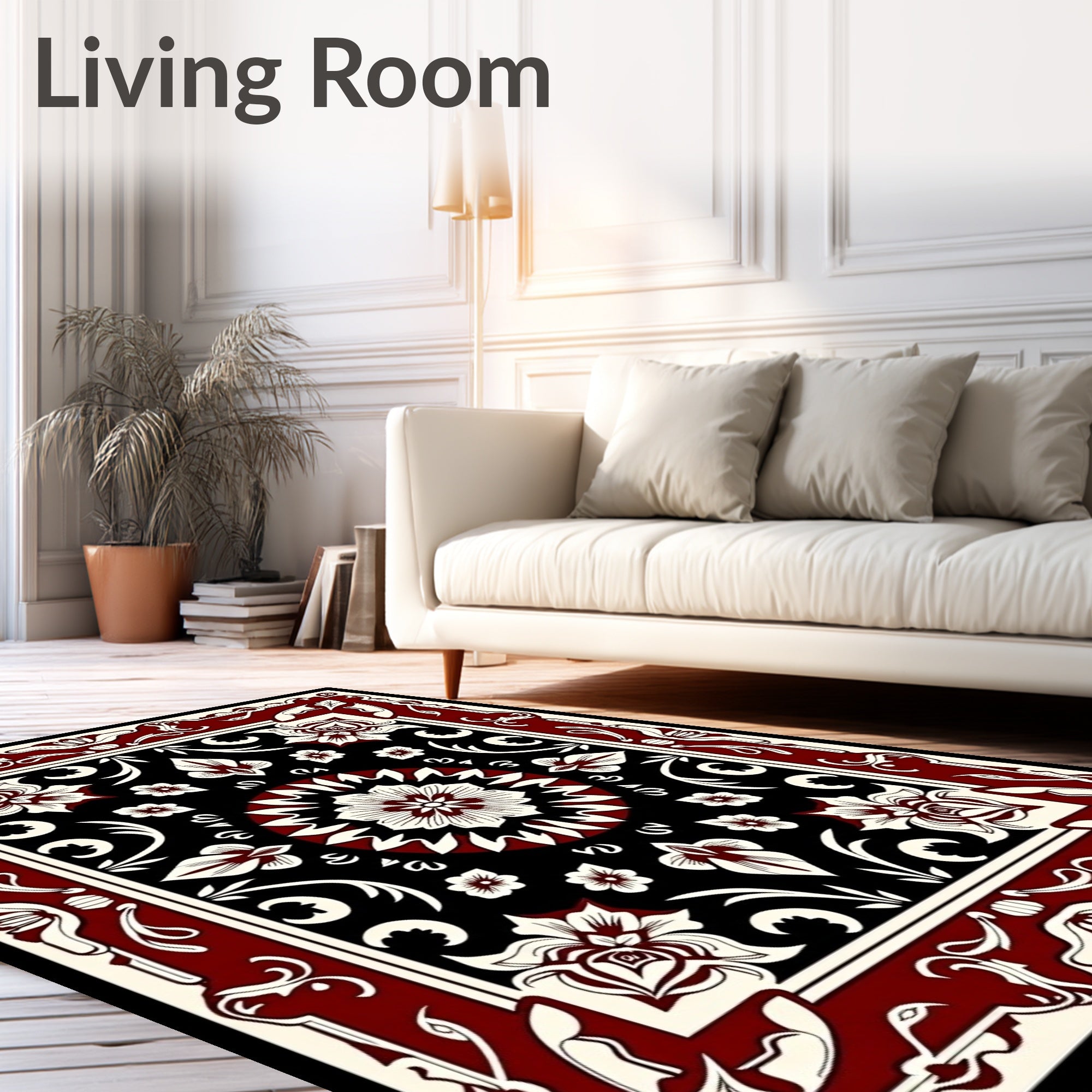 Elegant Floral And Scroll Work Rug