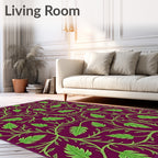 Vibrant Green Leaf Vine Pattern Rug