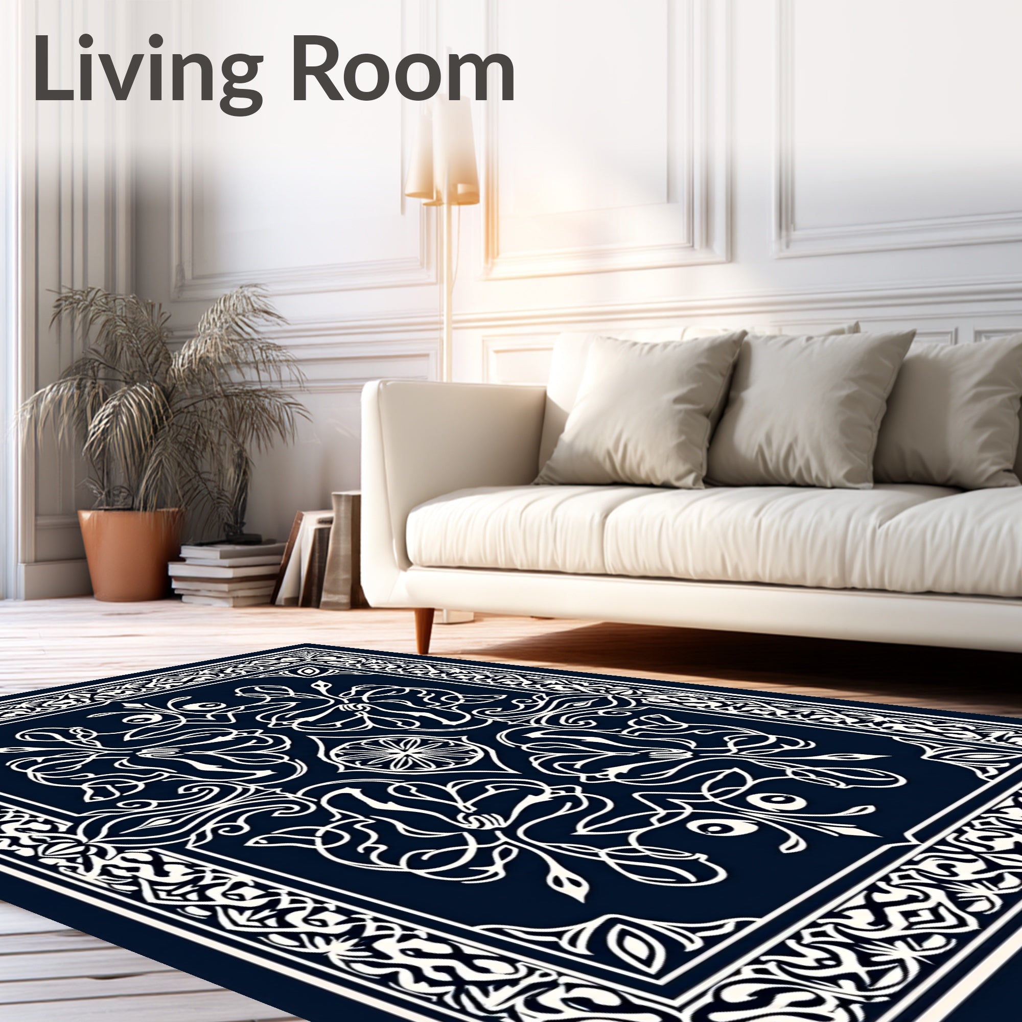 Intricate Floral Symmetry Pattern Rug