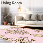 Elegant Gold Floral Damask Pattern Rug
