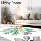 Abstract Floral Pattern With Green Tones Rug