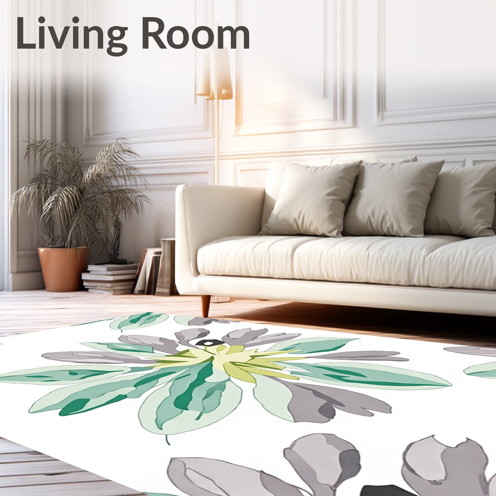 Abstract Floral Pattern With Green Tones Rug