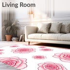 Pink Roses Patterned Design Rug