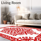 Bold Red Geometric Tribal Patterns Rug