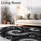 Abstract Swirls and Stars Pattern Rug