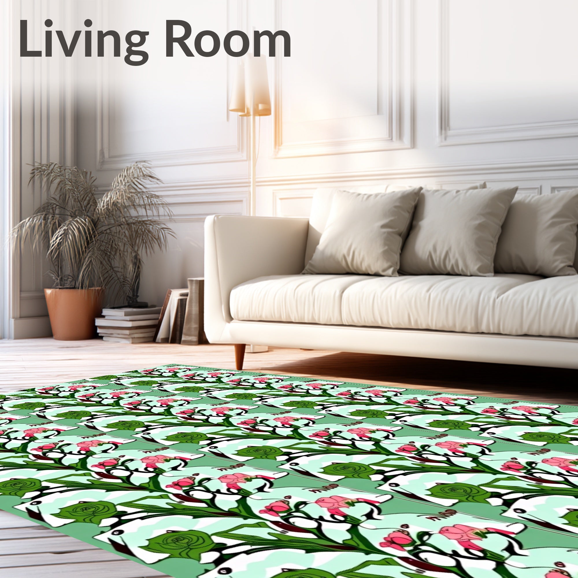 Whimsical Floral Vine Pattern Rug