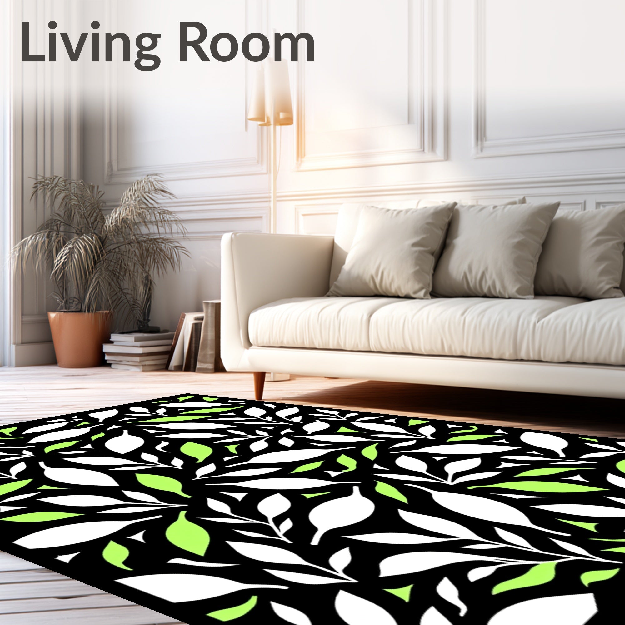 Modern Leaf Silhouette Pattern Rug