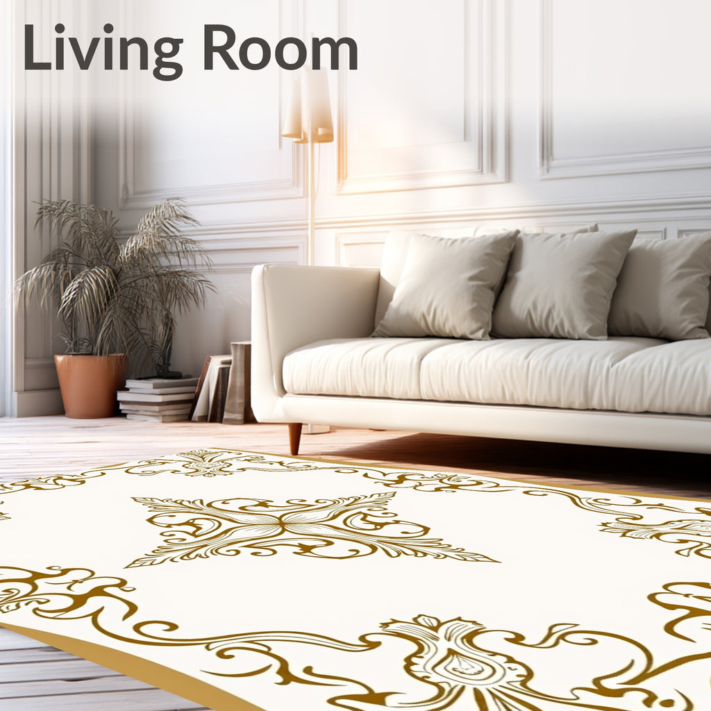 Ornate Floral Symmetry Scrollwork Design Rug