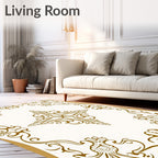 Ornate Floral Symmetry Scrollwork Design Rug