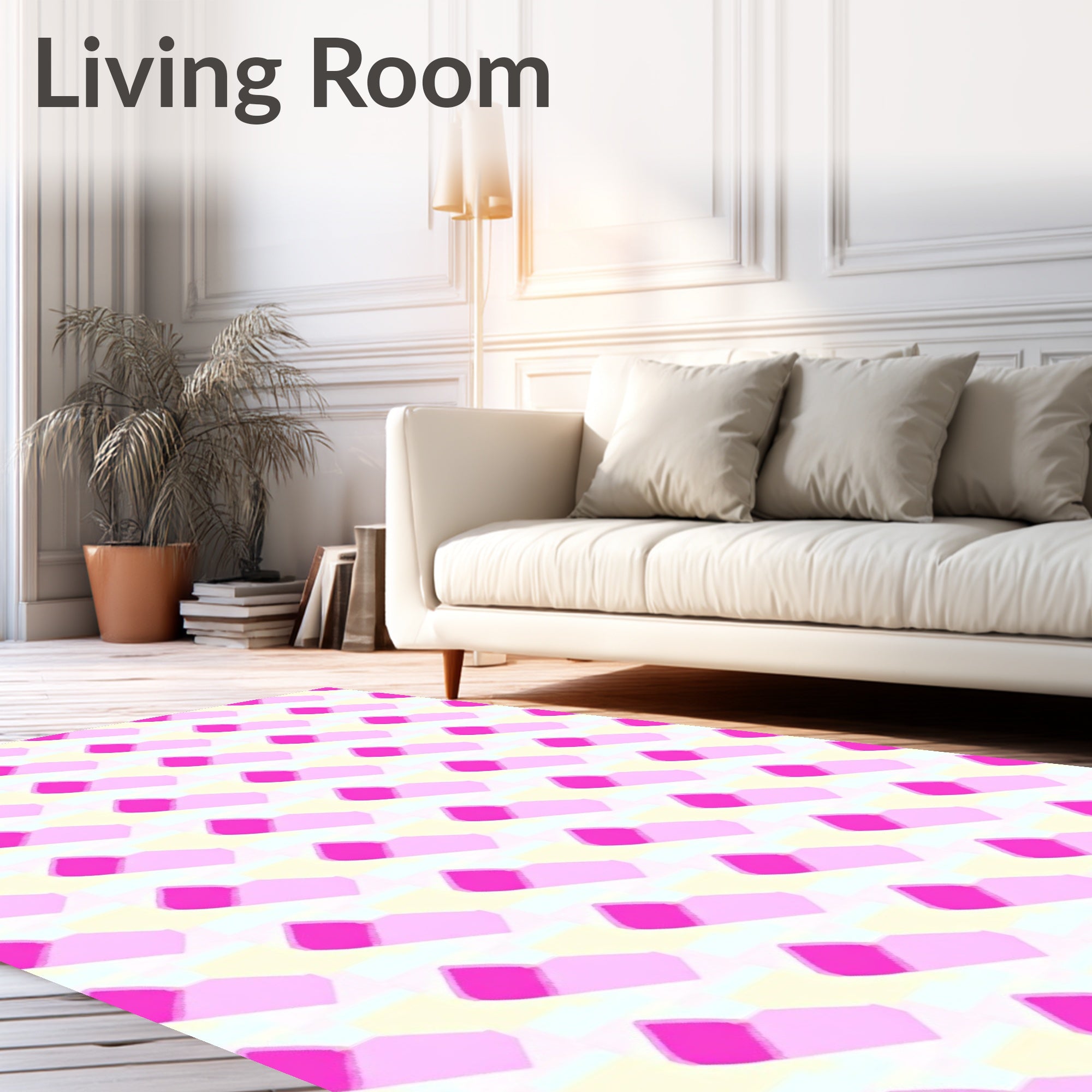 Pink And Yellow Geometric Pattern Rug