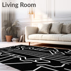 Abstract Circuit Board Geometric Pattern Rug