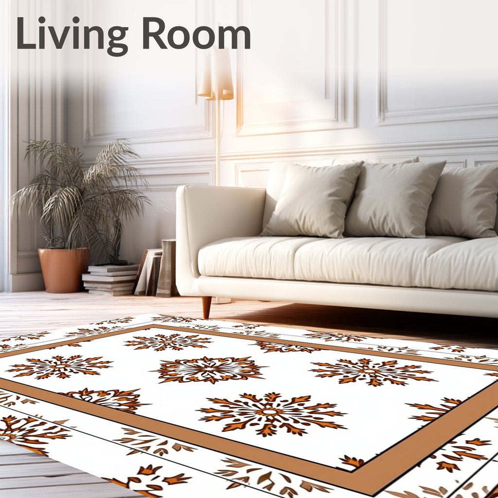 Rustic Floral Medallion Bordered Rug