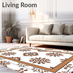 Rustic Floral Medallion Bordered Rug