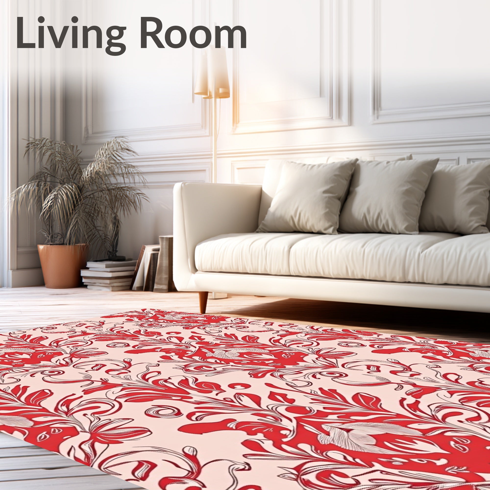 Scarlet Floral Rhapsody Pattern Rug