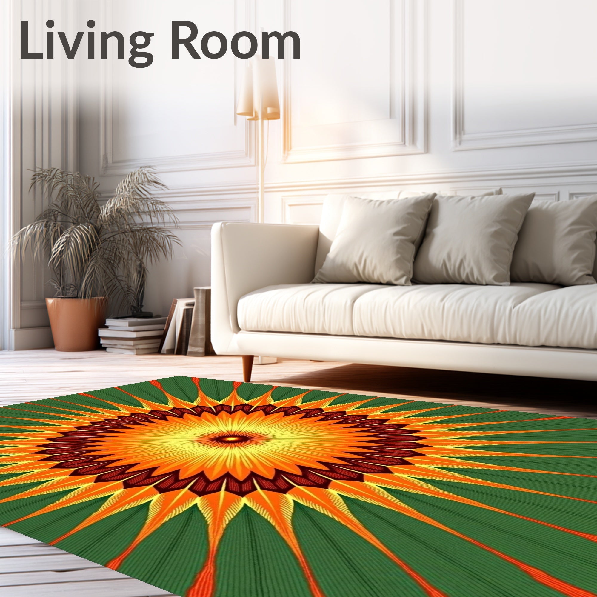 Vibrant Sunburst Geometric Pattern Rug