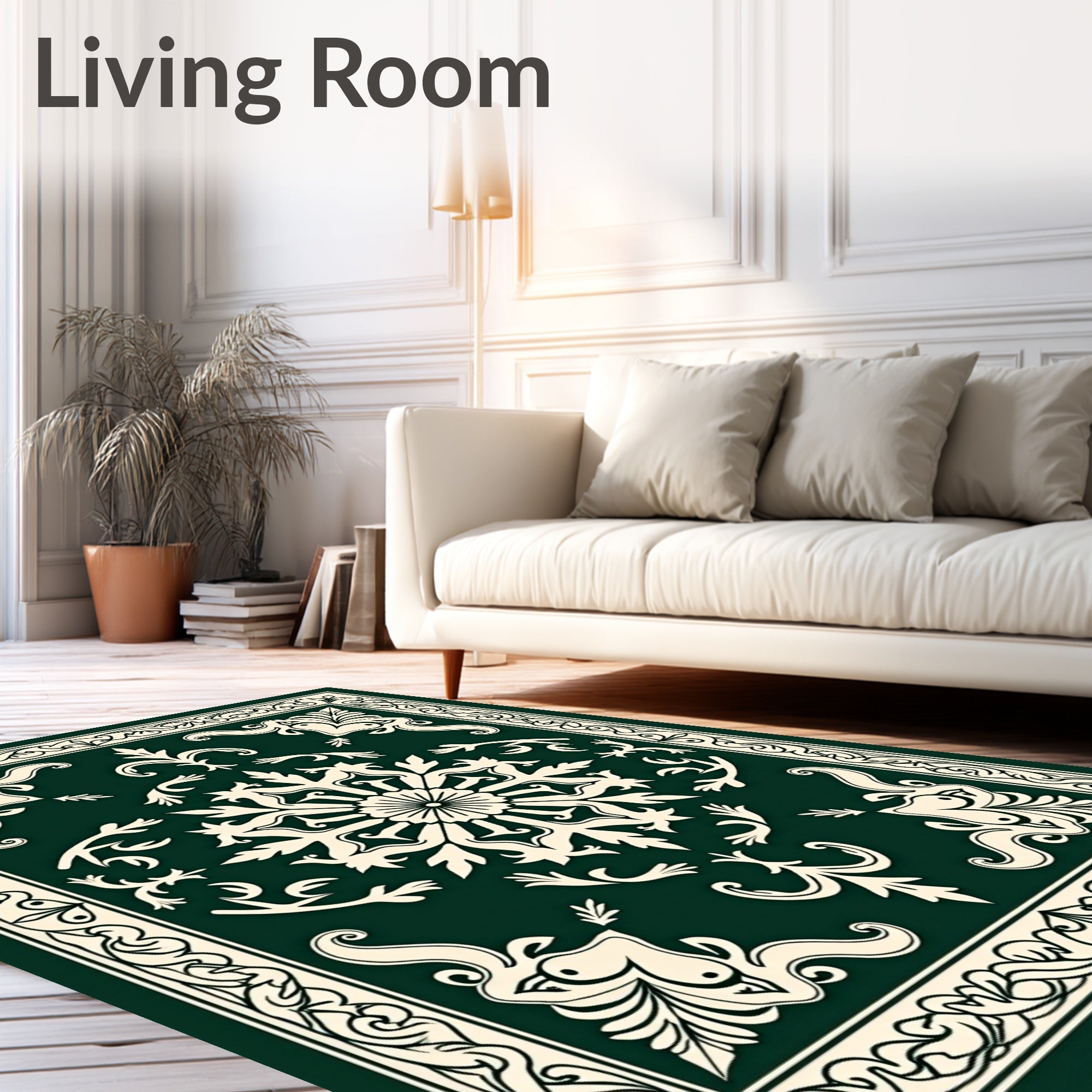 Elegant Floral Scrollwork Decorative Rug