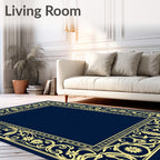 Elegant Floral Scroll Border Design Rug