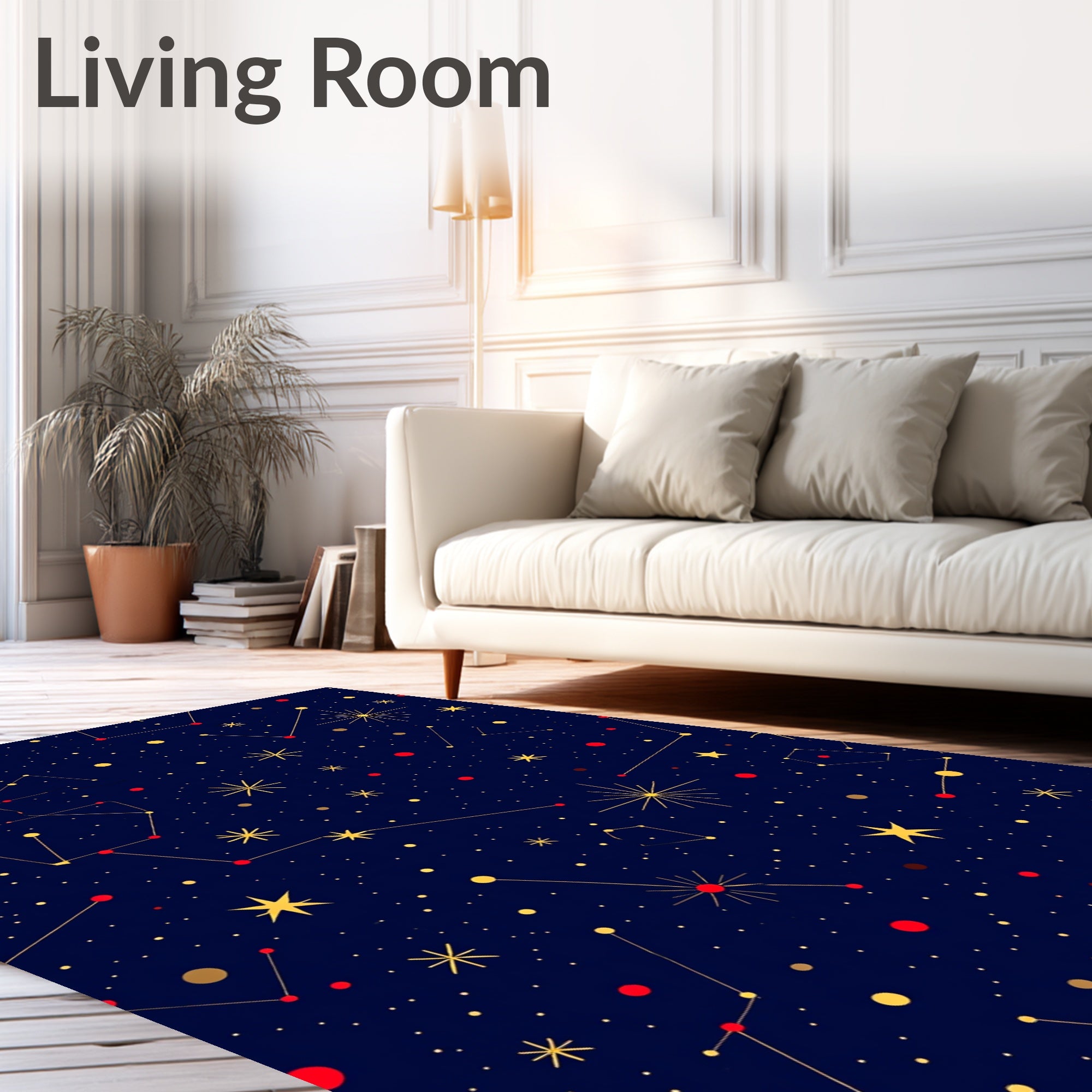 Celestial Night Sky Constellation Design Rug