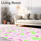 Playful Mouse and Floral Pattern Rug