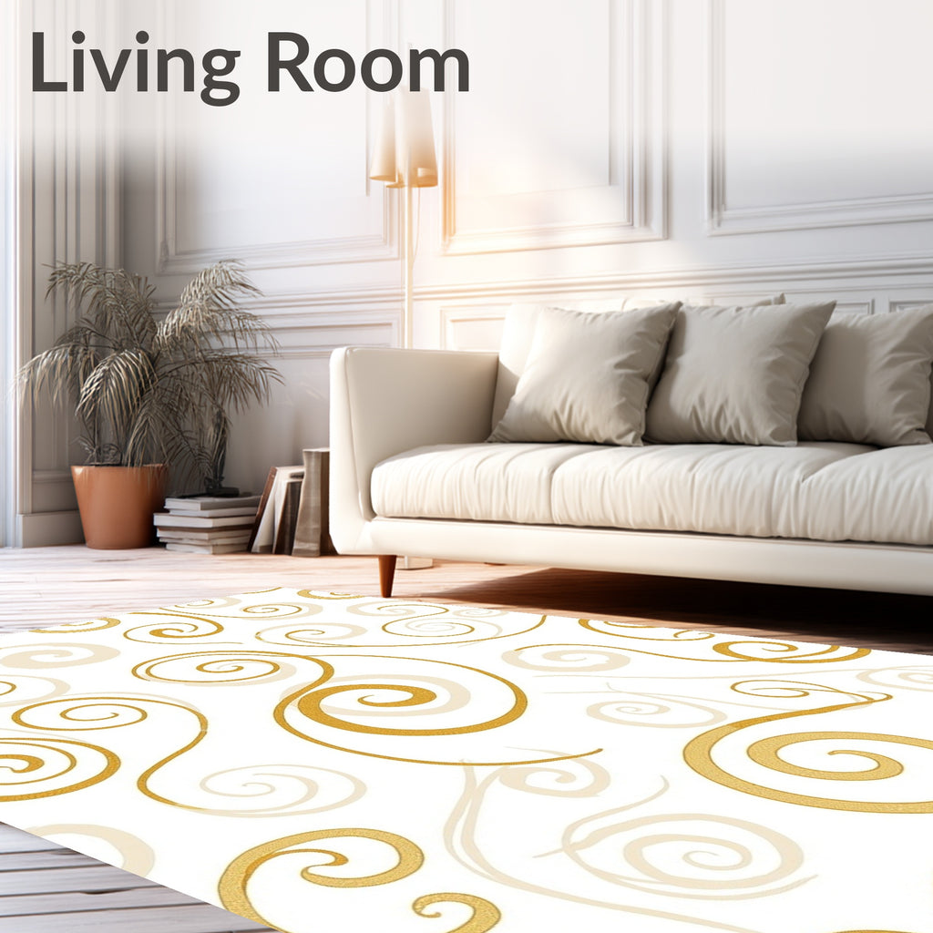 Gold Swirl Pattern Delightful Vines Rug
