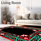 Bold Ornate Floral Border Design Rug