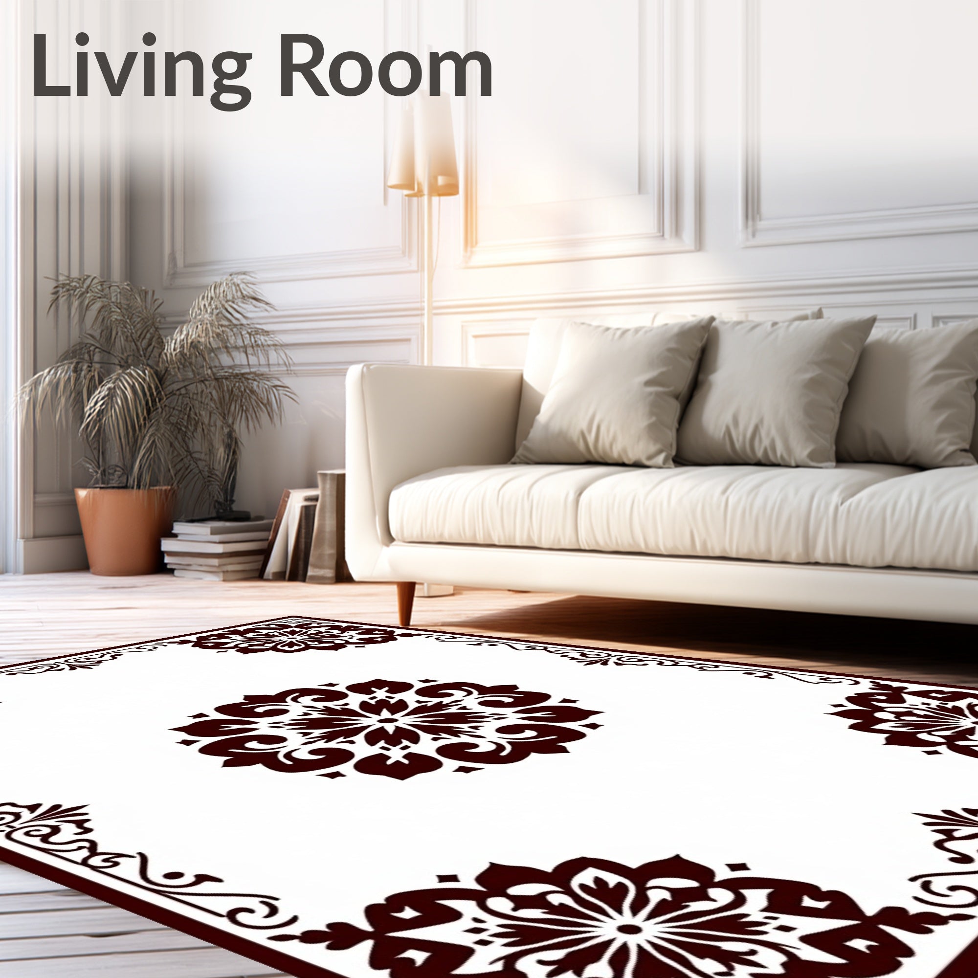 Traditional Floral Motif Mandala Design Rug