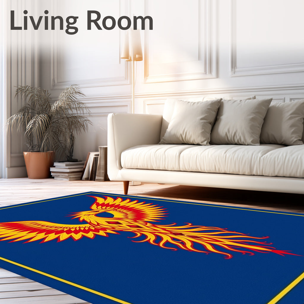 Fiery Phoenix Crest Emblem Rug